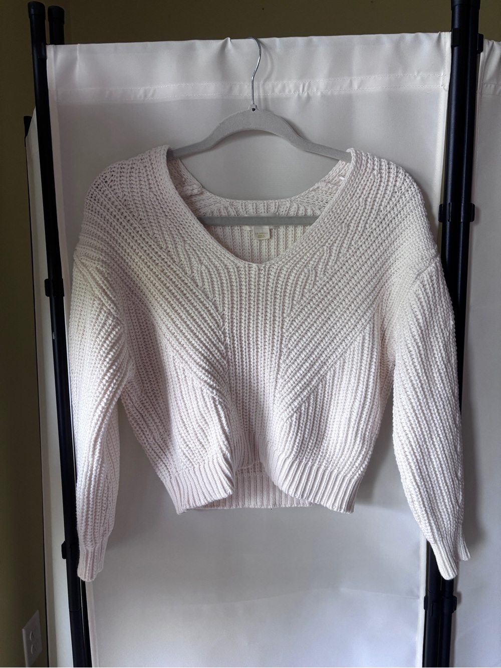 Anthropologie Maeve Cream Scoop-Neck Chunky Knit Sweater